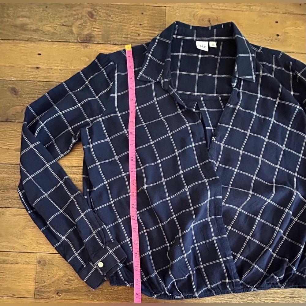 GAP Flannel Blue Buffalo Check Lightweight Long Sleeve - Picture 12 of 12